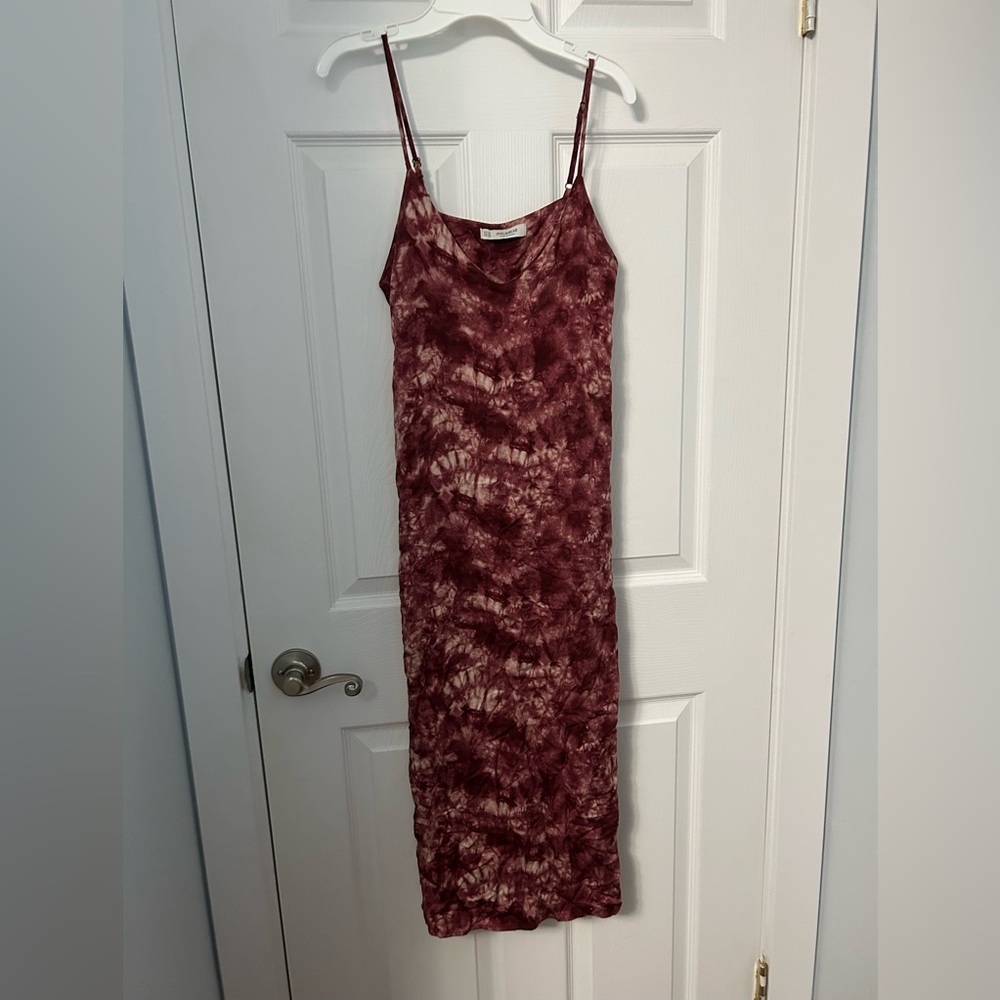 Pull&Bear Burgundy Tie-Dye Maxi Dress